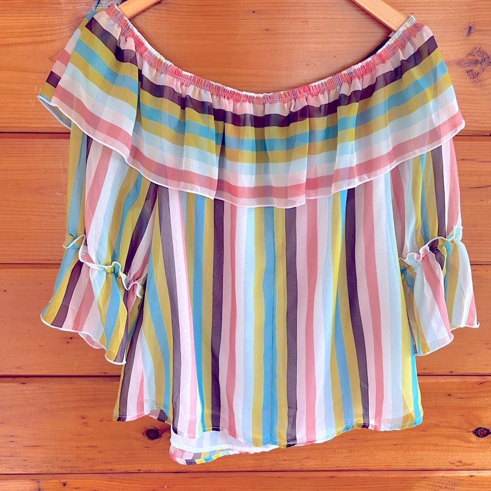 Sweet Pea for NY&Company by Stacy Frati 3/4 Sleeve Top M Multicolor Striped